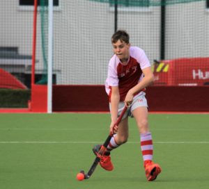 Boy playing hockey