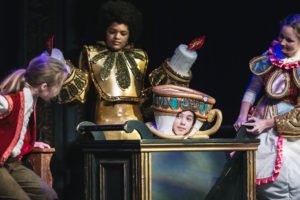 Girl dressed as a tea pot in Beauty and the Beast