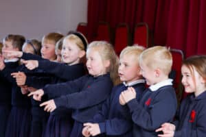Reception singing at their Grandparents' Tea 